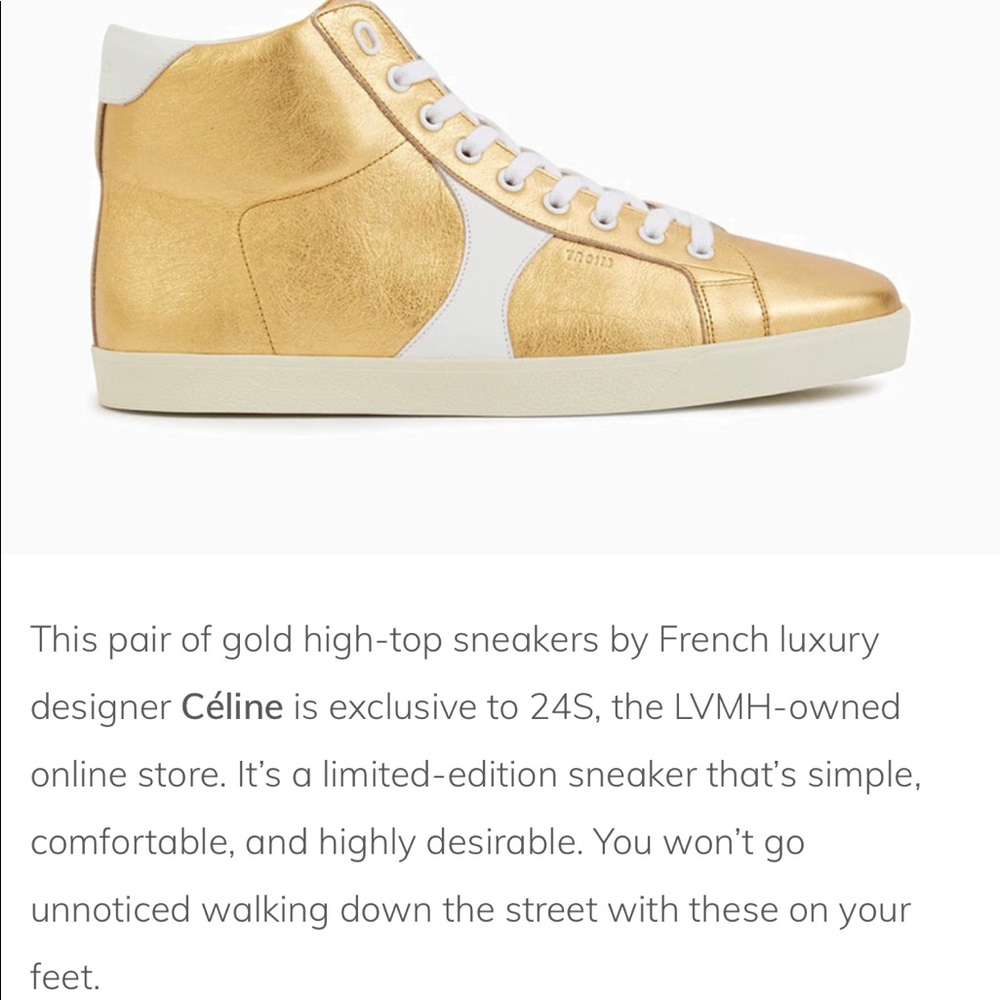 SOLD! GOLD CELINE TRIOMPHE SNEAKERS Super Rare